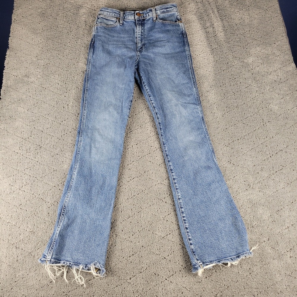 Wrangler Jeans Womens 27x32 Blue Westward Crop High Rise Raw Hem Western Denim